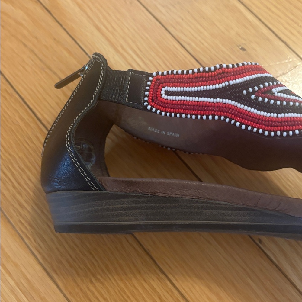 Unique Boho Beaded Red and Black Sandals Pikolinos 39 - Picture 8 of 11